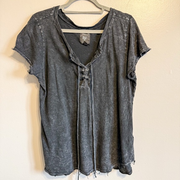 Billabong Tops - Billabong Black Acid Wash Lace Up Tee Size Large